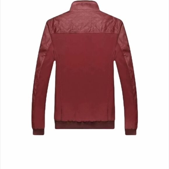 NWOT Tanming Slim Casual Bomber Jacket Size S Red - Picture 2 of 11